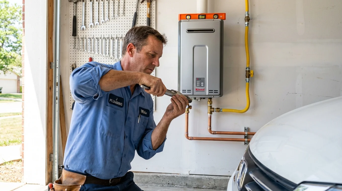 Tankless water heater installation by a Johns Plumbing LLC plumber in Perryopolis